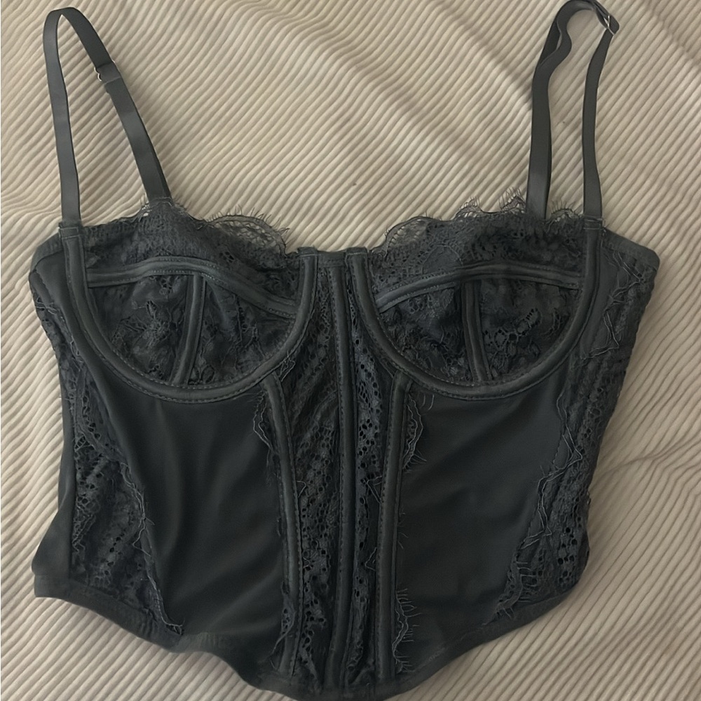 Grey Cropped Corset Top